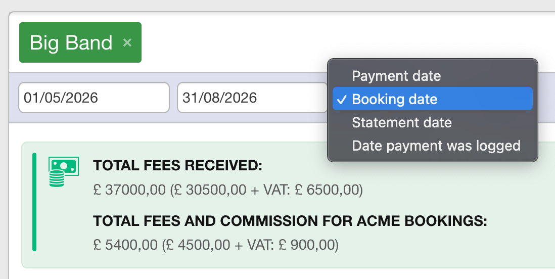 payments report filter