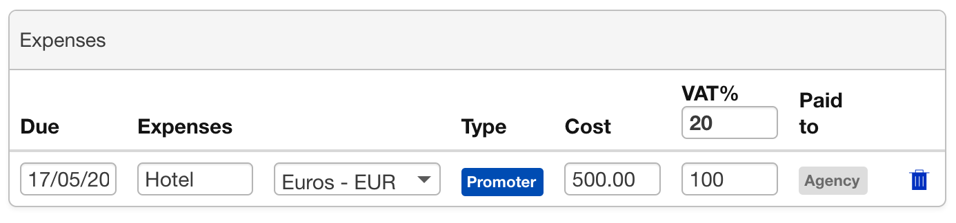 Financials Box Expense Type