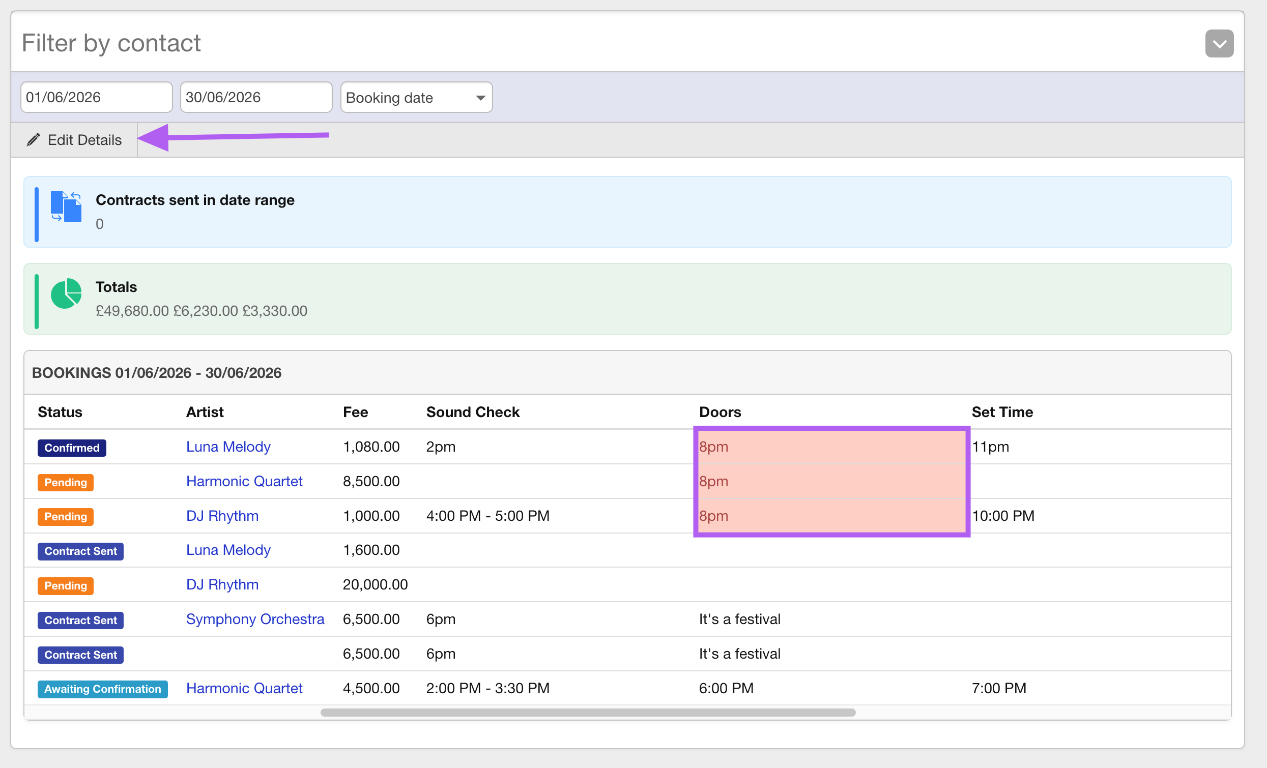 Booking Details report